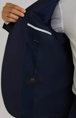 Damon-Gun Virgin Wool Suit in Blue Textured