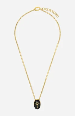 Enamel Black Necklace in Gold/Black