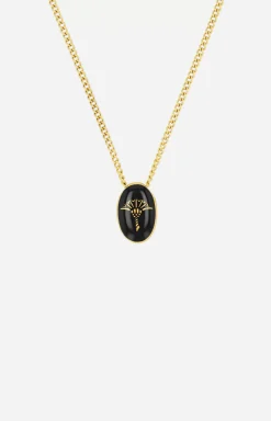 Enamel Black Necklace in Gold/Black