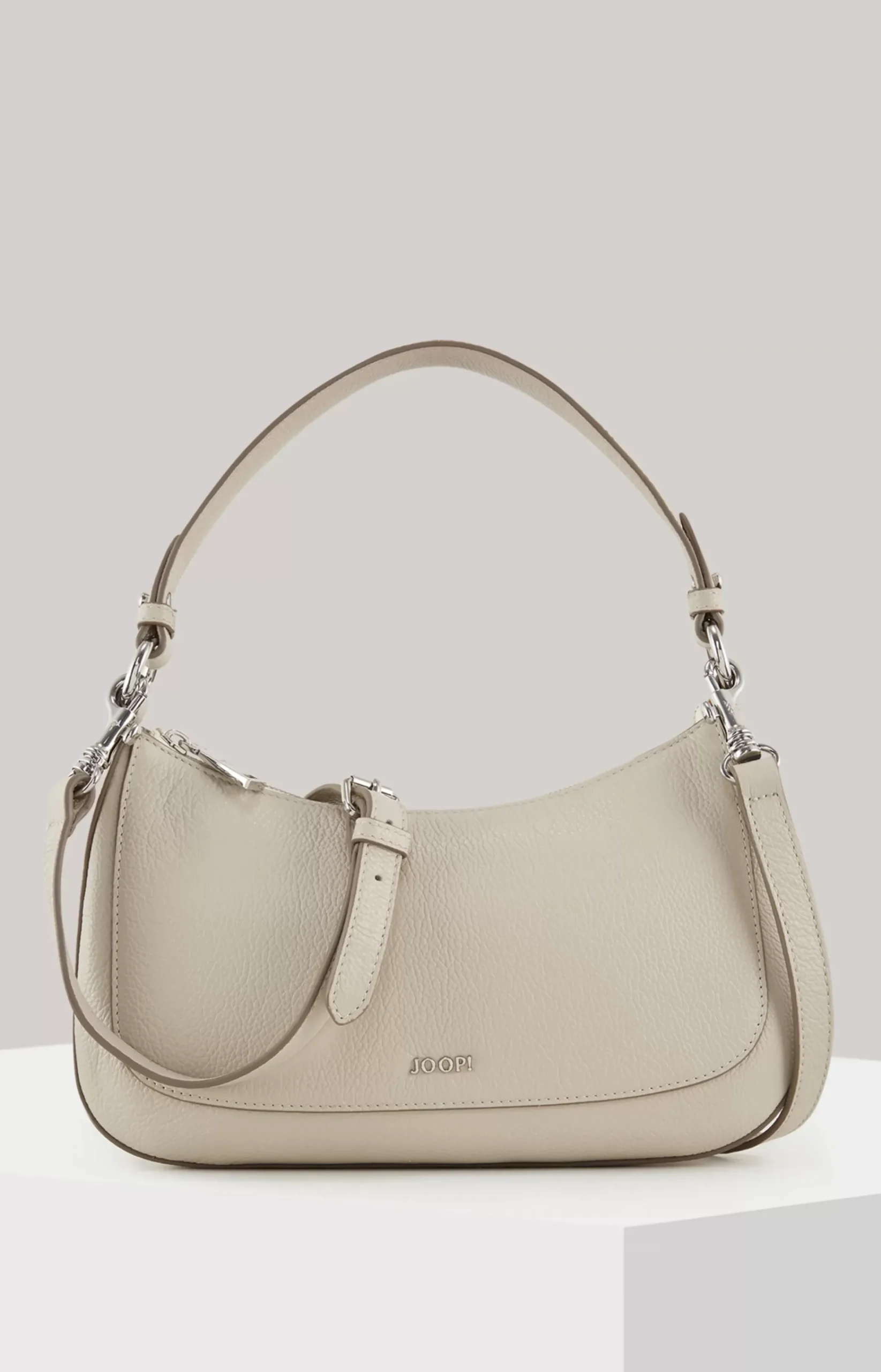 Estate Loreen Leather Shoulder Bag in Light Grey