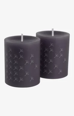 FADED CORNFLOWER Pillar Candles in Graphite - Set of 2, 10 cm tall