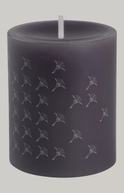 FADED CORNFLOWER Pillar Candles in Graphite - Set of 2, 10 cm tall