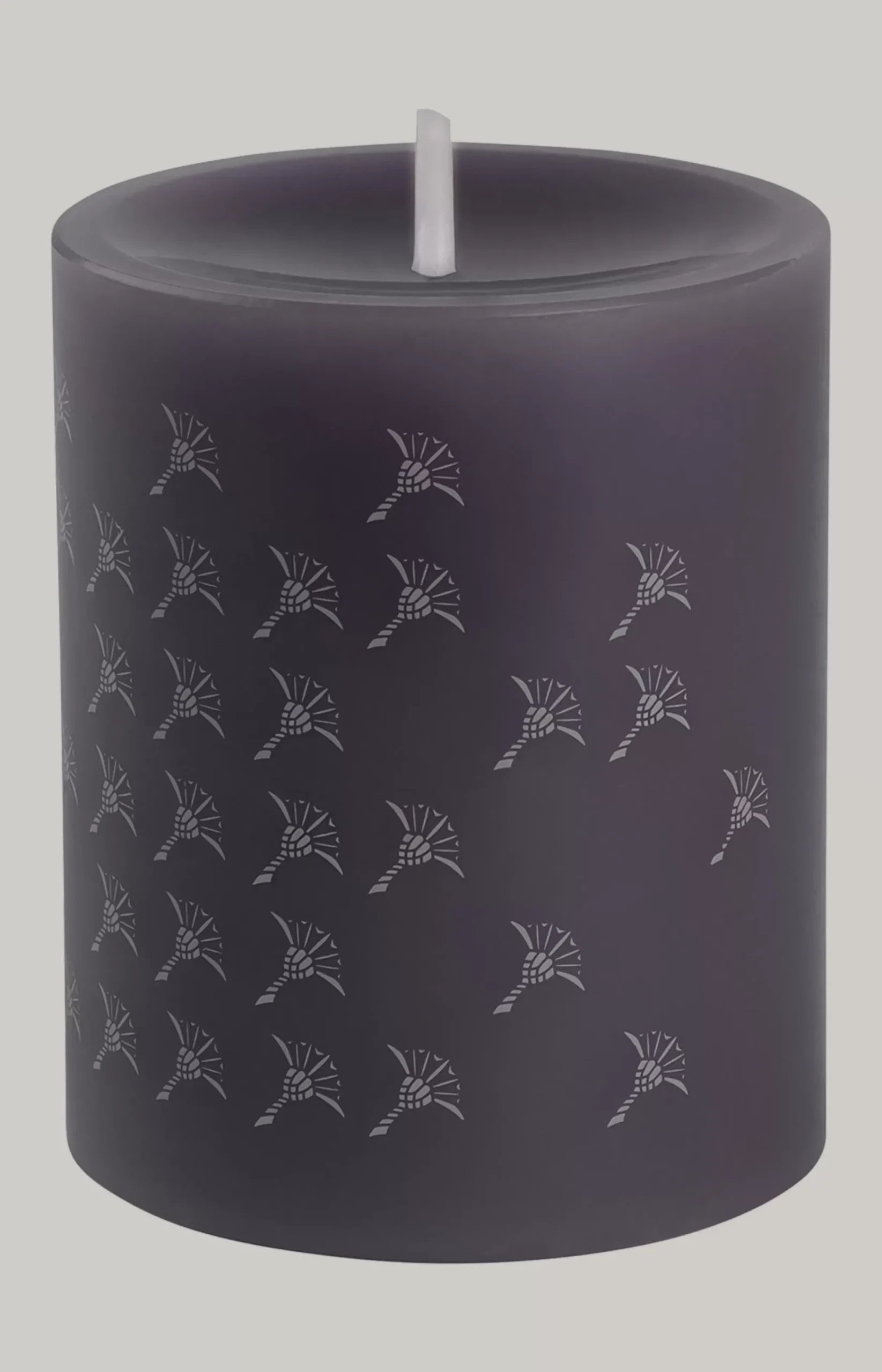 FADED CORNFLOWER Pillar Candles in Graphite - Set of 2, 10 cm tall