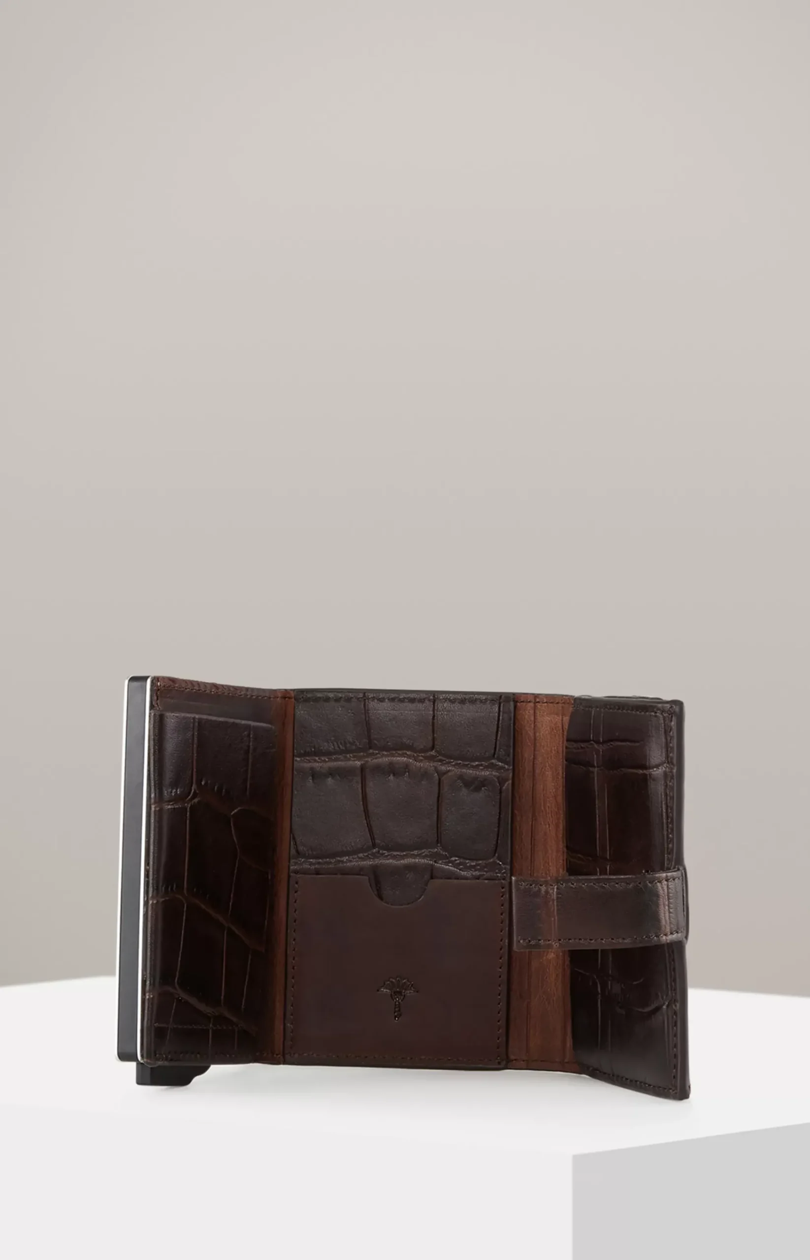 Fano C-Three E-Cage Wallet in Dark Brown
