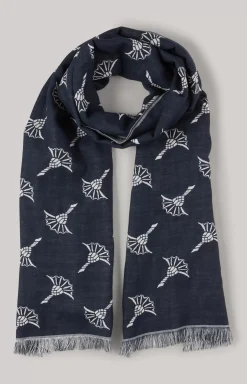 Feris Scarf in Dark Blue/Ecru