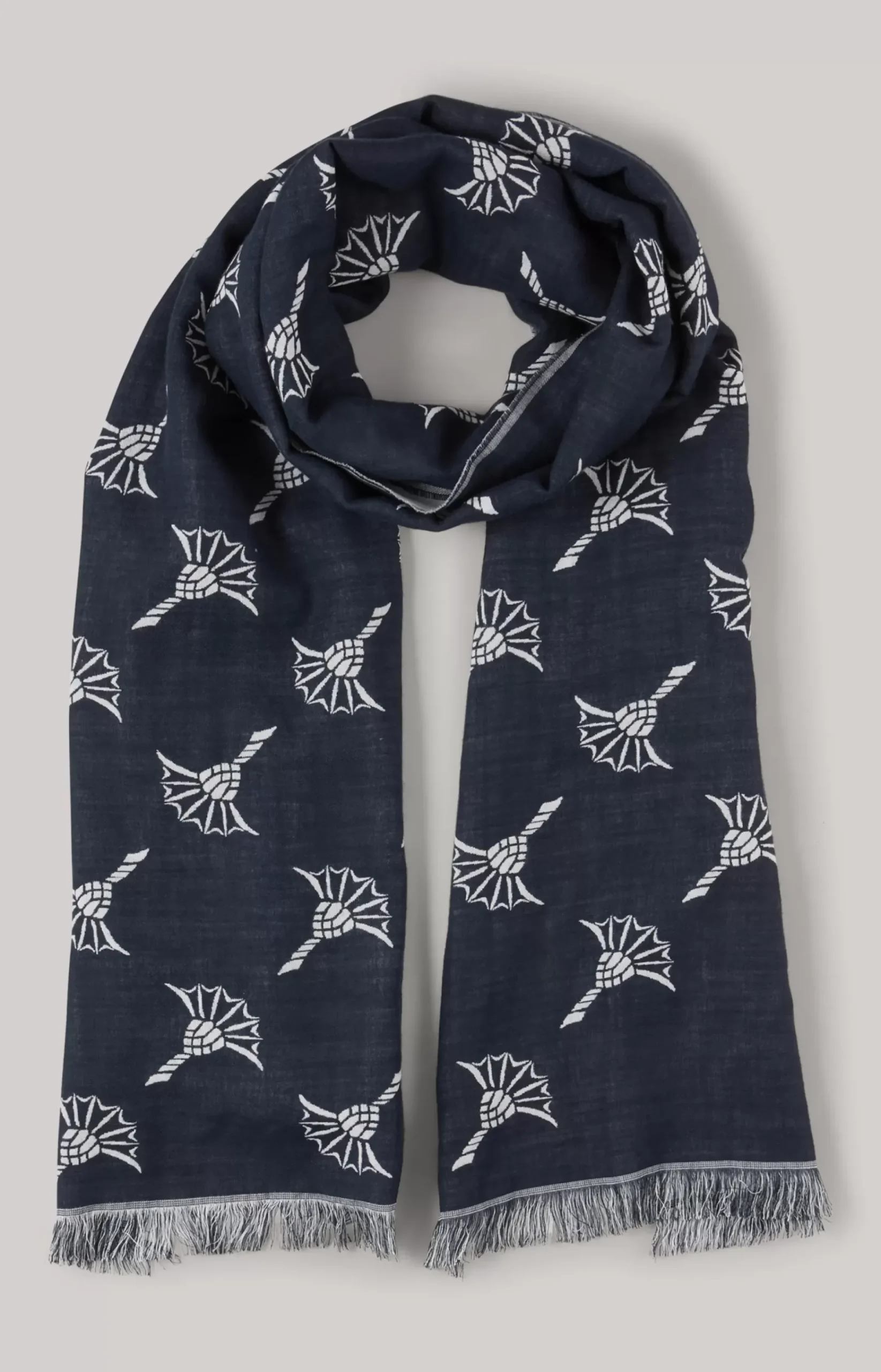 Feris Scarf in Dark Blue/Ecru