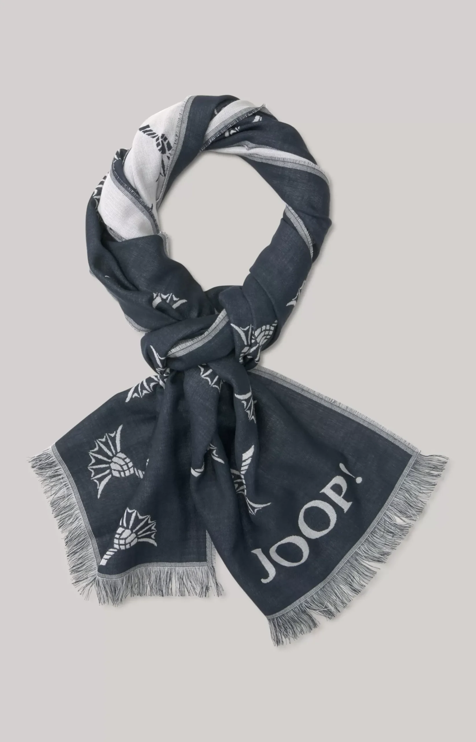 Feris Scarf in Dark Blue/Ecru