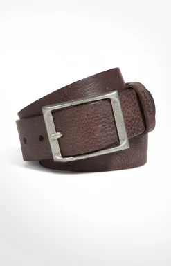 Finely Textured Cowhide Belt in Dark Brown
