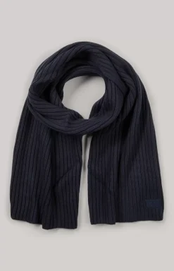 Francis Knitted Scarf in Dark Blue