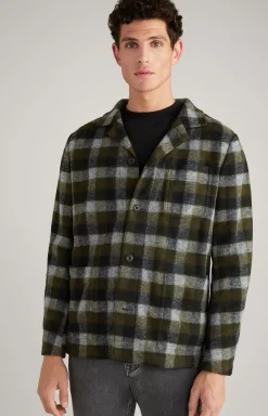 Haiko Flannel Overshirt in Green/Grey Check