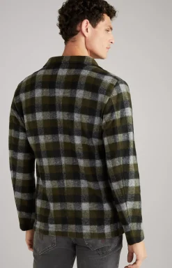 Haiko Flannel Overshirt in Green/Grey Check