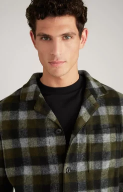 Haiko Flannel Overshirt in Green/Grey Check