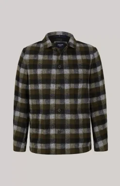 Haiko Flannel Overshirt in Green/Grey Check