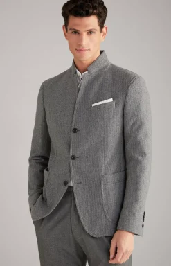 Hankez Jacket in Grey Striped mélange