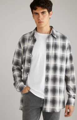 Hanson Cotton Shirt in Grey, patterned