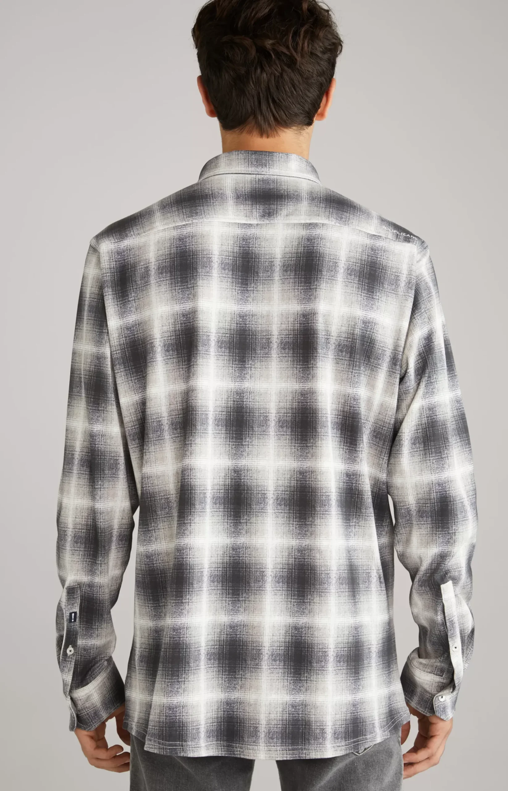 Hanson Cotton Shirt in Grey, patterned