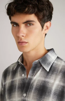 Hanson Cotton Shirt in Grey, patterned