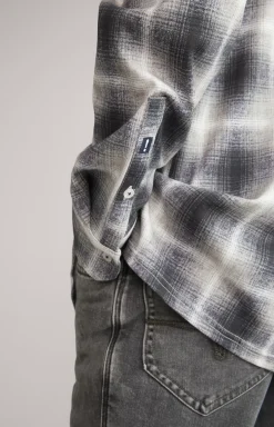 Hanson Cotton Shirt in Grey, patterned