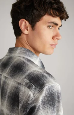 Hanson Cotton Shirt in Grey, patterned