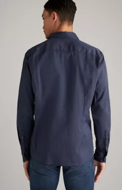 Hanson Cotton Shirt in Mottled Dark Blue
