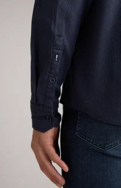 Hanson Cotton Shirt in Mottled Dark Blue