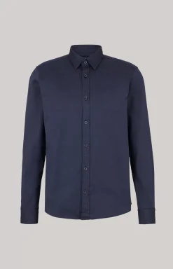 Hanson Cotton Shirt in Mottled Dark Blue