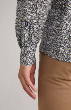 Hanson Cotton Shirt in Navy/White