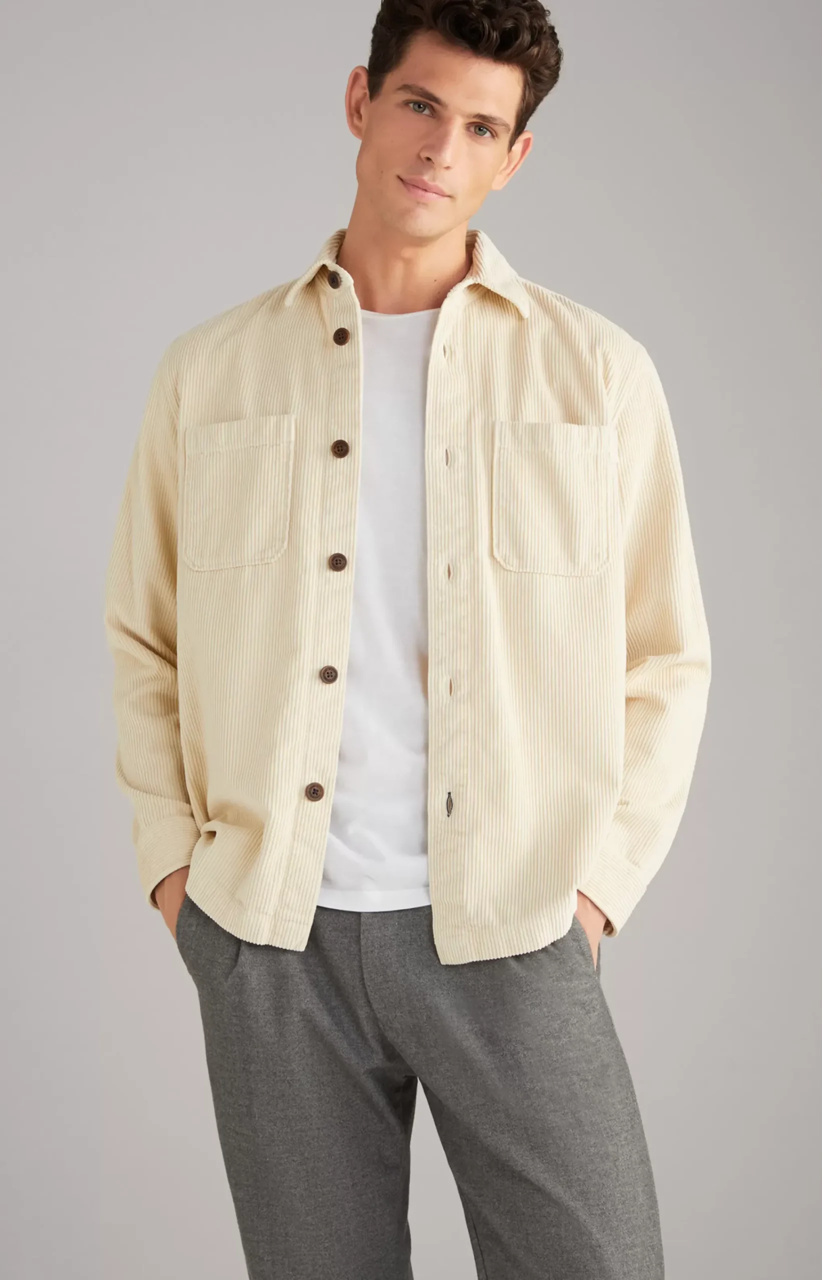 Harper Corduroy Shirt in Beige