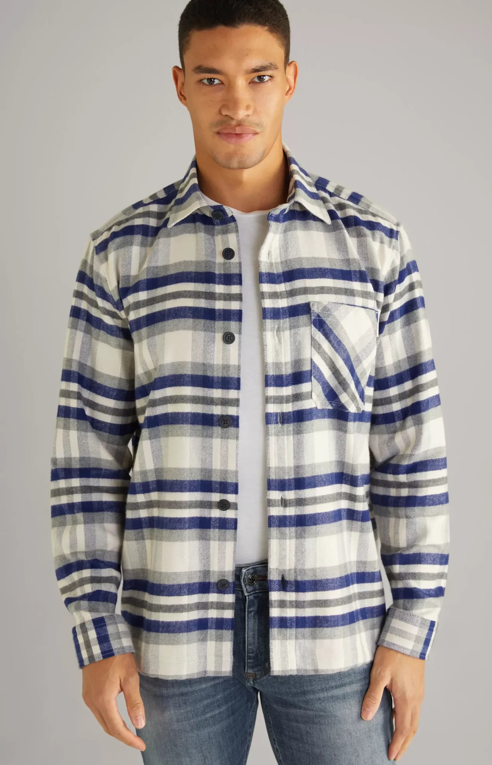 Harvi Flannel Shirt in Red/Beige Check