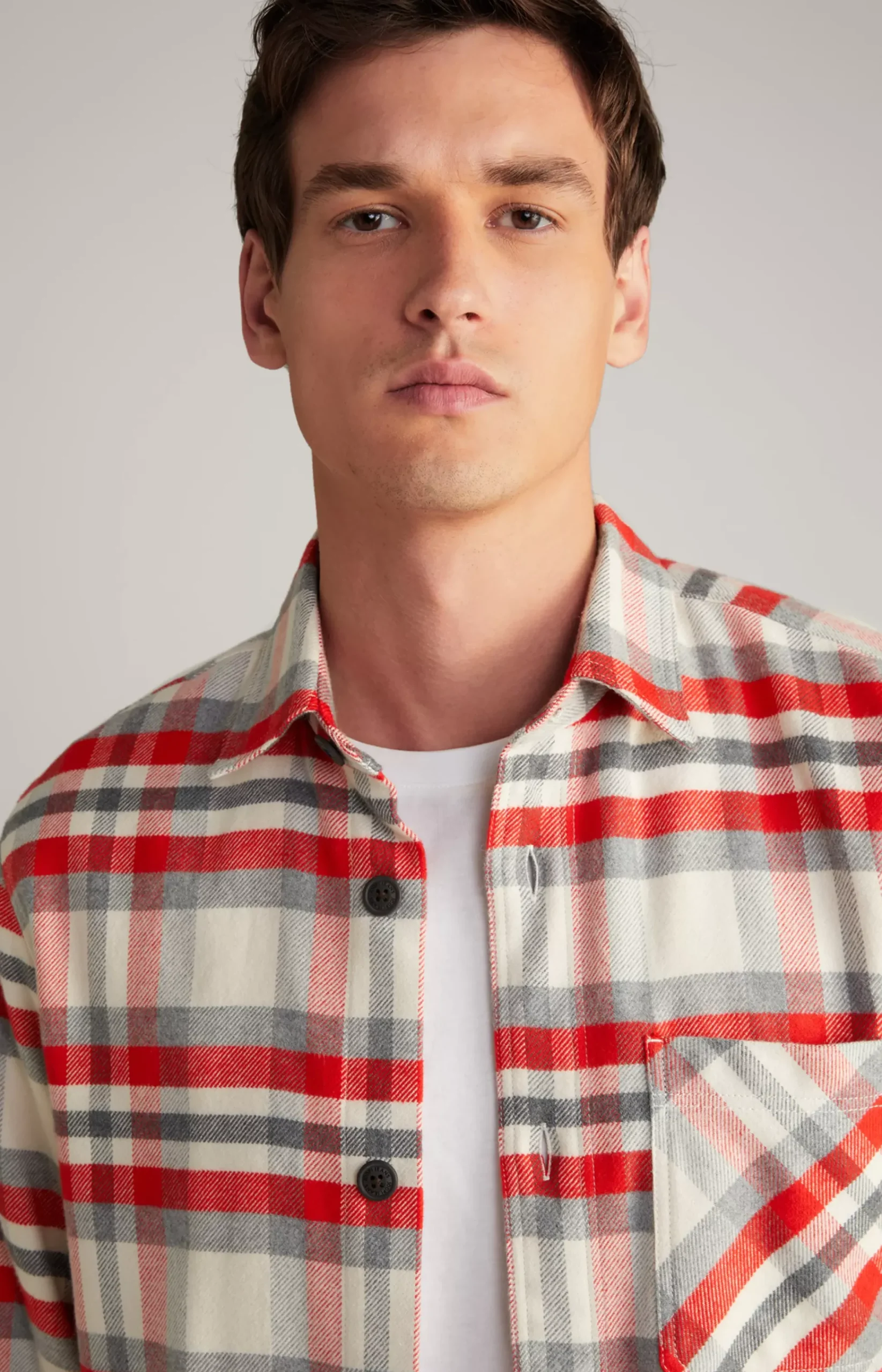 Harvi Flannel Shirt in Red/Beige Check
