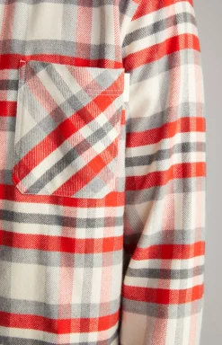 Harvi Flannel Shirt in Red/Beige Check