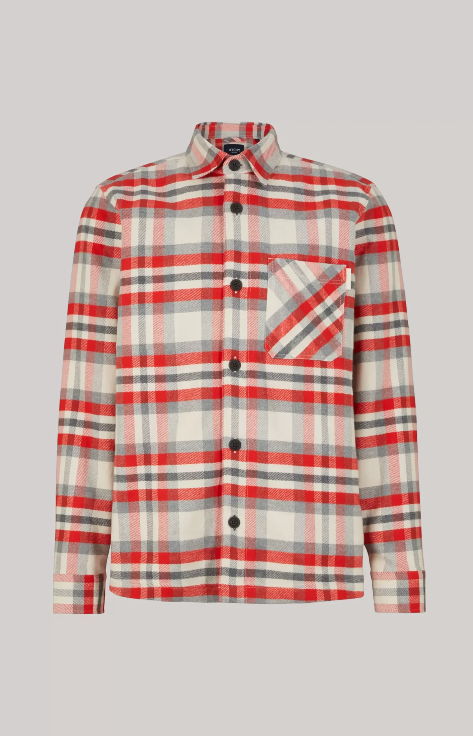 Harvi Flannel Shirt in Red/Beige Check