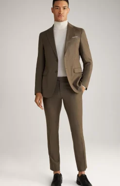 Haspar-Bloom Flannel Suit in Dark Brown Mélange