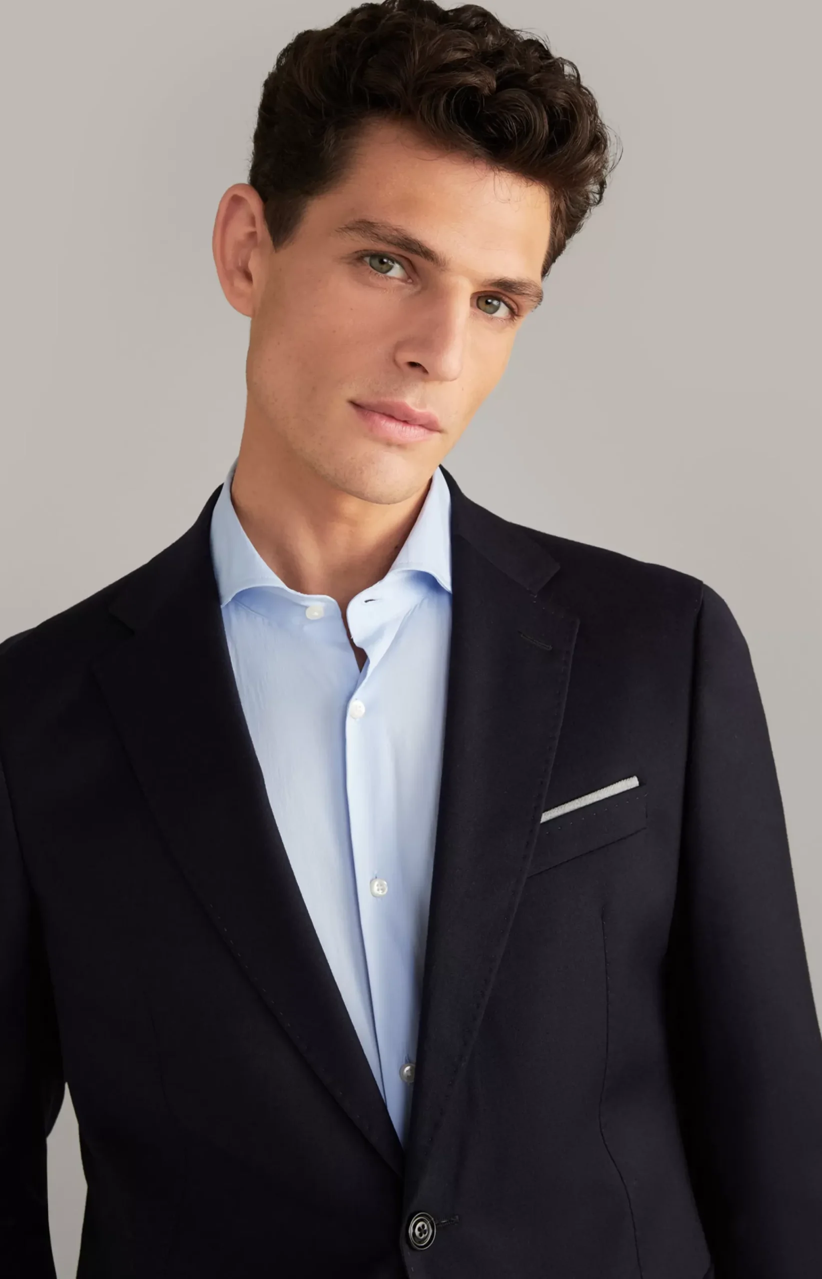 Haspar-Bloom Flannel Suit in Dark Blue