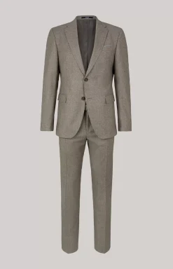 Haspar-Bloom Virgin Wool Suit in Light Beige/Light Grey