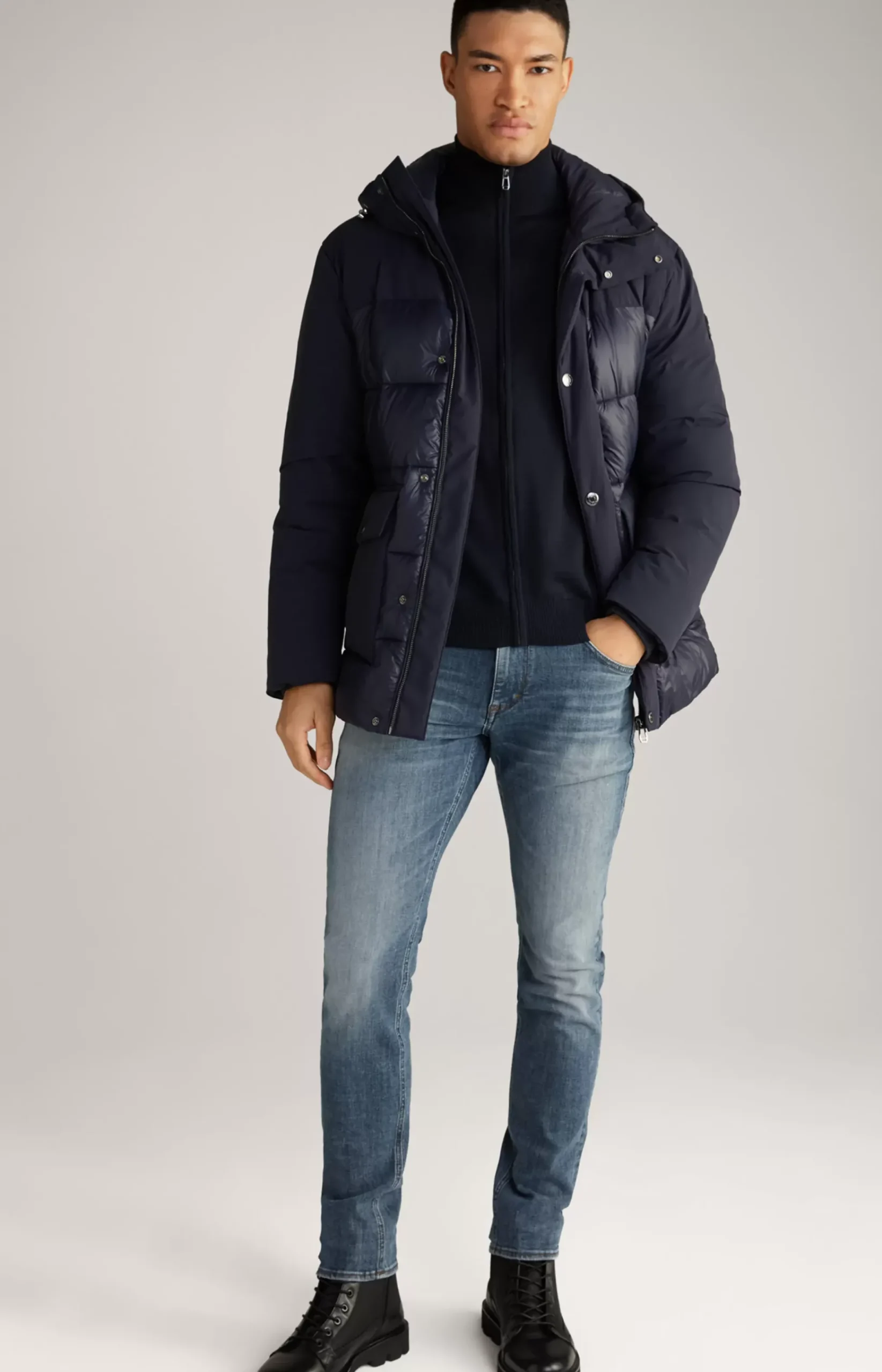 Havor Quilted Coat in Navy