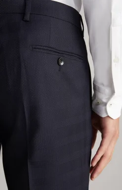 Herby Blayr Virgin Wool Suit in Dark Blue Check