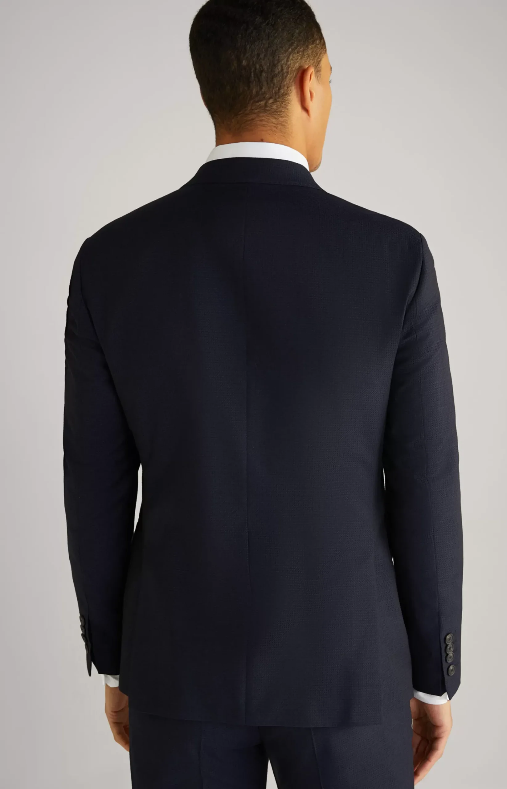 Herby Virgin Wool Modular Jacket in Navy Textured