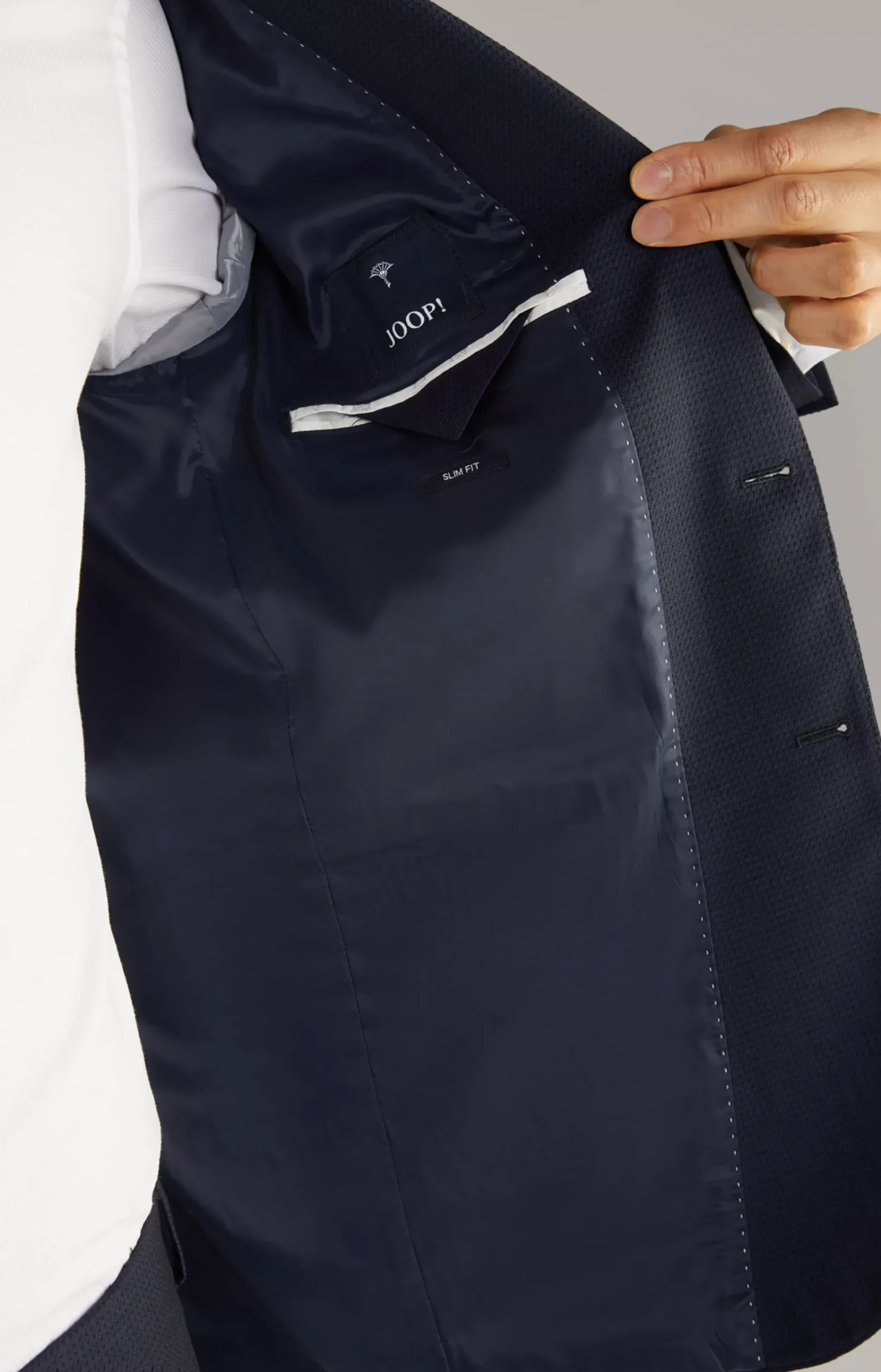Herby Virgin Wool Modular Jacket in Navy Textured