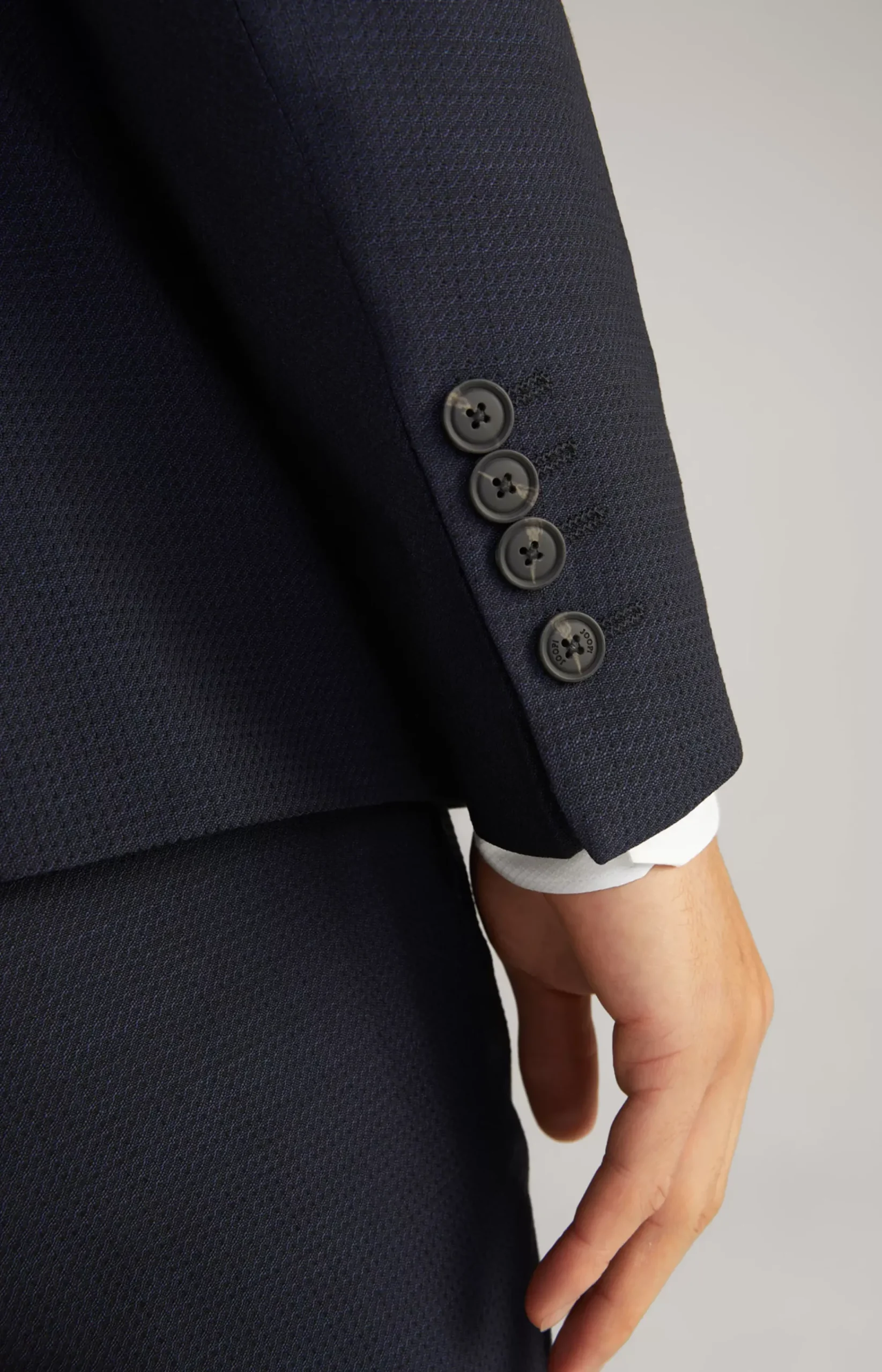 Herby Virgin Wool Modular Jacket in Navy Textured