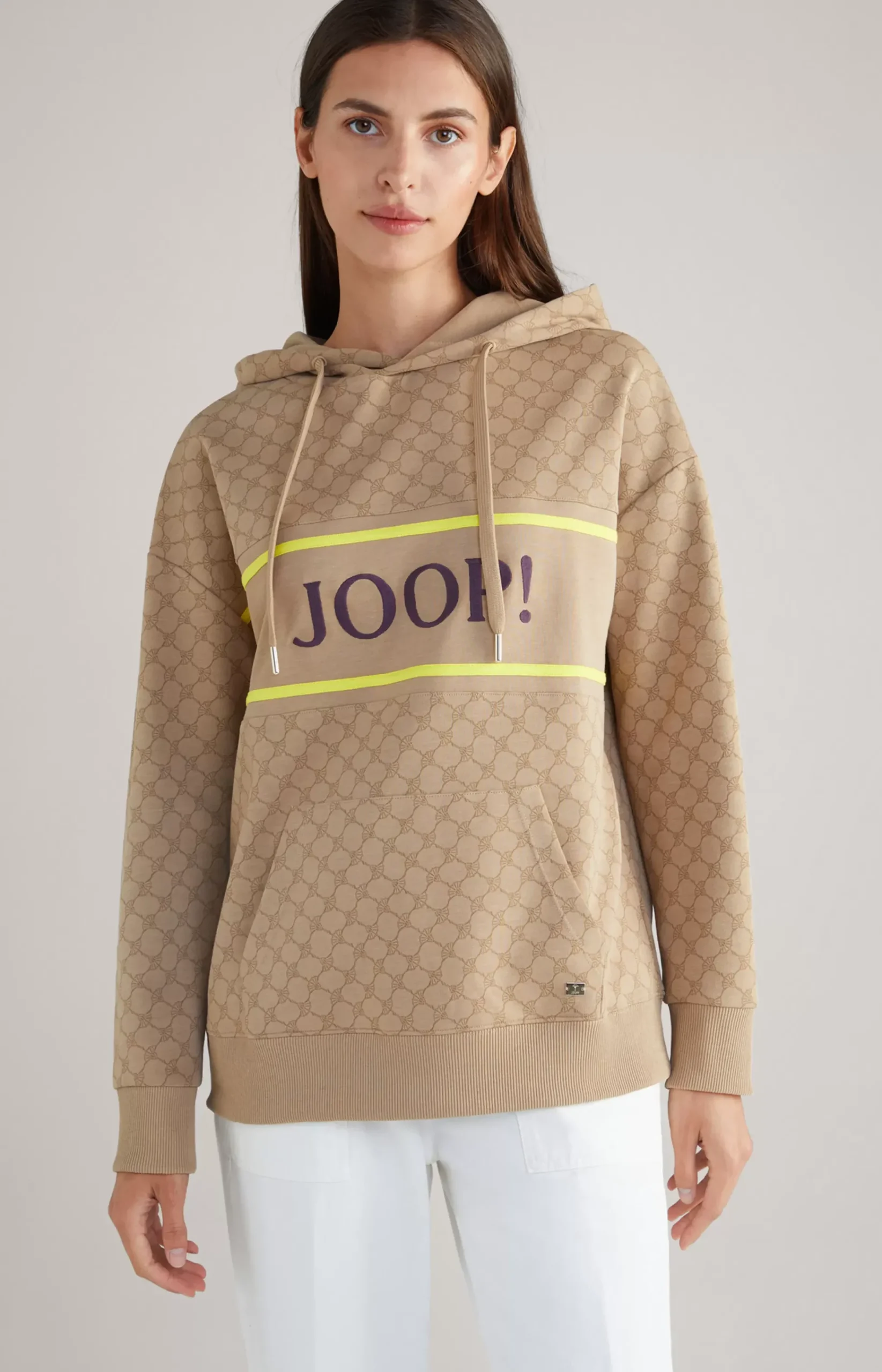 Hoodie in Beige, patterned
