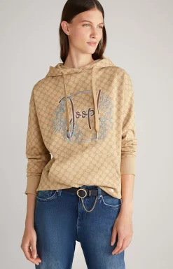 Hoodie in Dark Beige, patterned