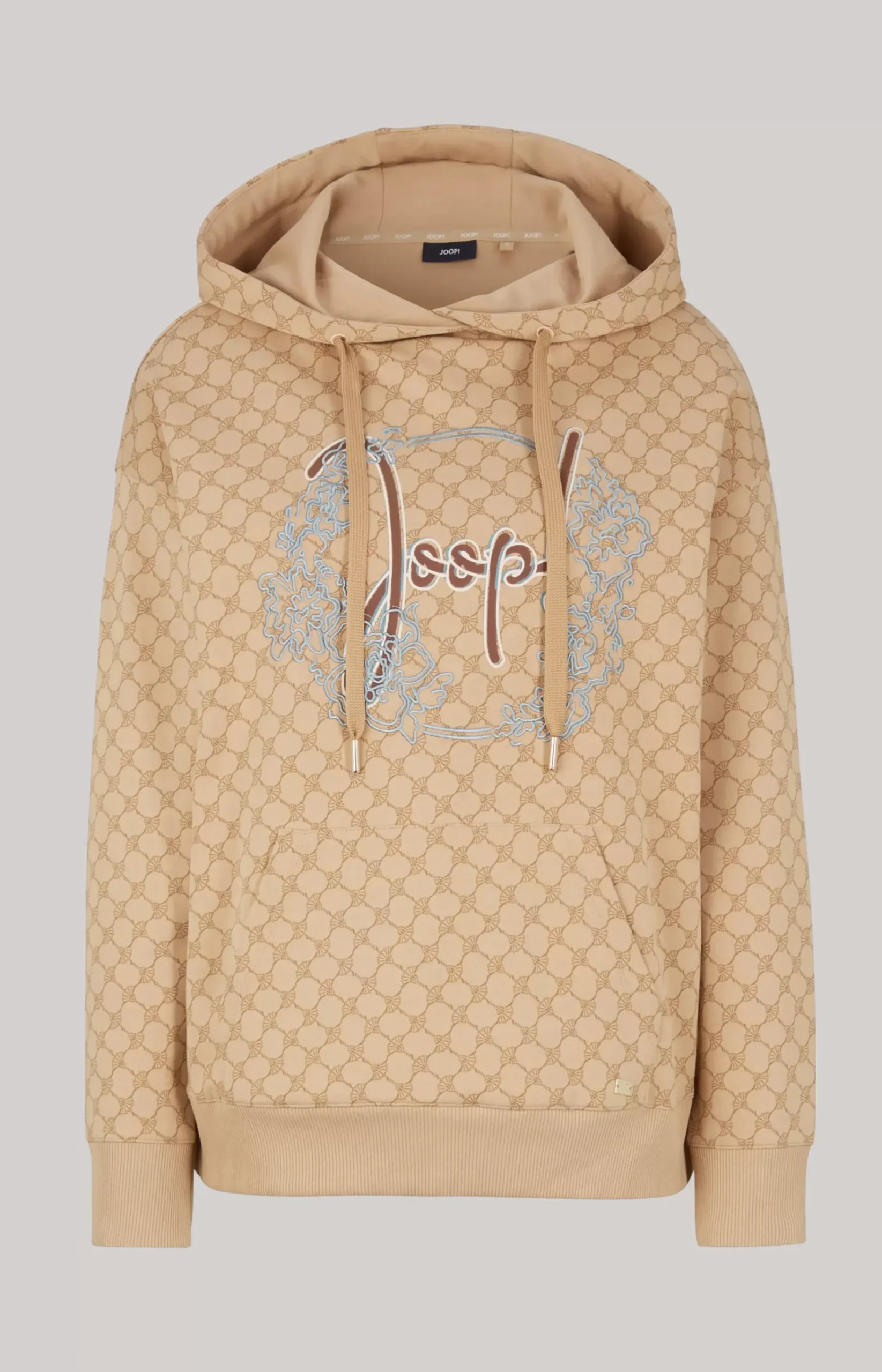 Hoodie in Dark Beige, patterned