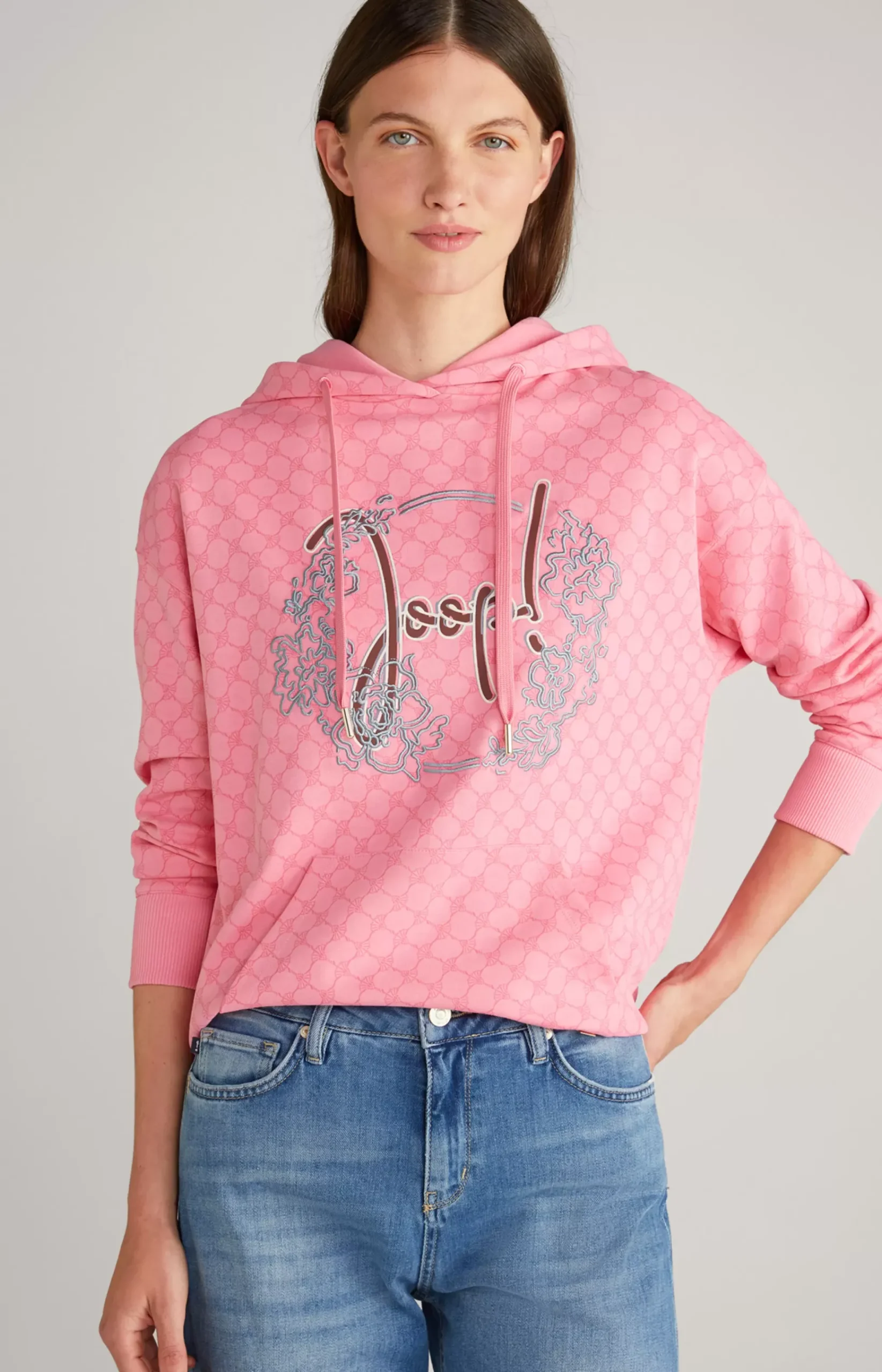 Hoodie in Pink, Patterned