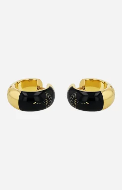 Hoop Earrings with Enamel Black in Gold/Black