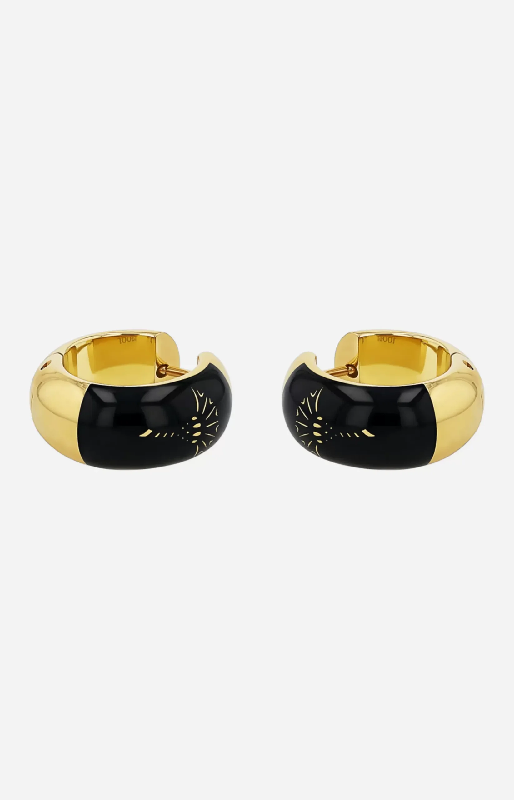Hoop Earrings with Enamel Black in Gold/Black
