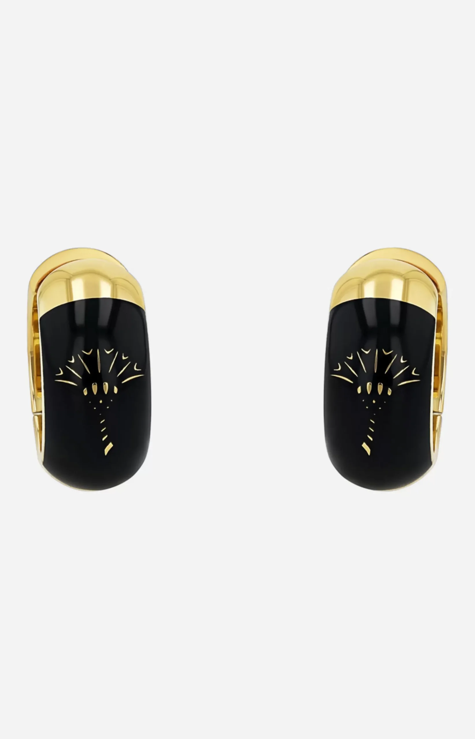 Hoop Earrings with Enamel Black in Gold/Black