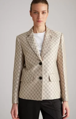 Jacquard Blazer in Beige Pattern