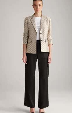 Jacquard Blazer in Beige Pattern