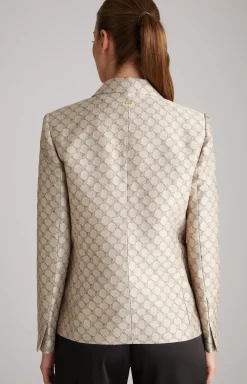 Jacquard Blazer in Beige Pattern